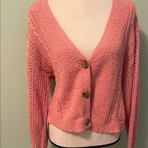 Lucky Brand Pink Button-Up Cardigan Sz M